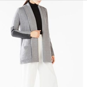 Katriney Faux-Leather Blocked Cardigan